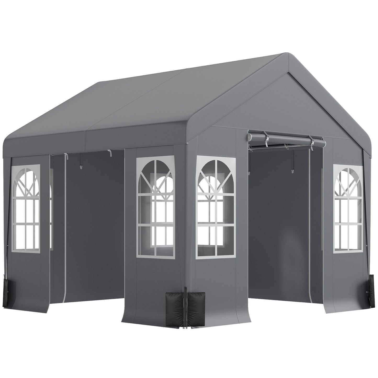 3 x 3 m Party Tent, Outdoor Canopy Tent Shelter with Removable Sidewalls, 4 Zipped Doors, for Parties, Wedding, Grey