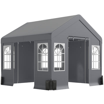 3 x 3 m Party Tent, Outdoor Canopy Tent Shelter with Removable Sidewalls, 4 Zipped Doors, for Parties, Wedding, Grey