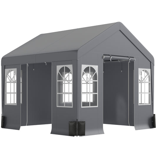 3 x 3 m Party Tent, Outdoor Canopy Tent Shelter with Removable Sidewalls, 4 Zipped Doors, for Parties, Wedding, Grey
