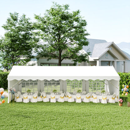 8m x 4m Garden Gazebo Marquee Wedding Shelter Level 4 Wind Protection, White