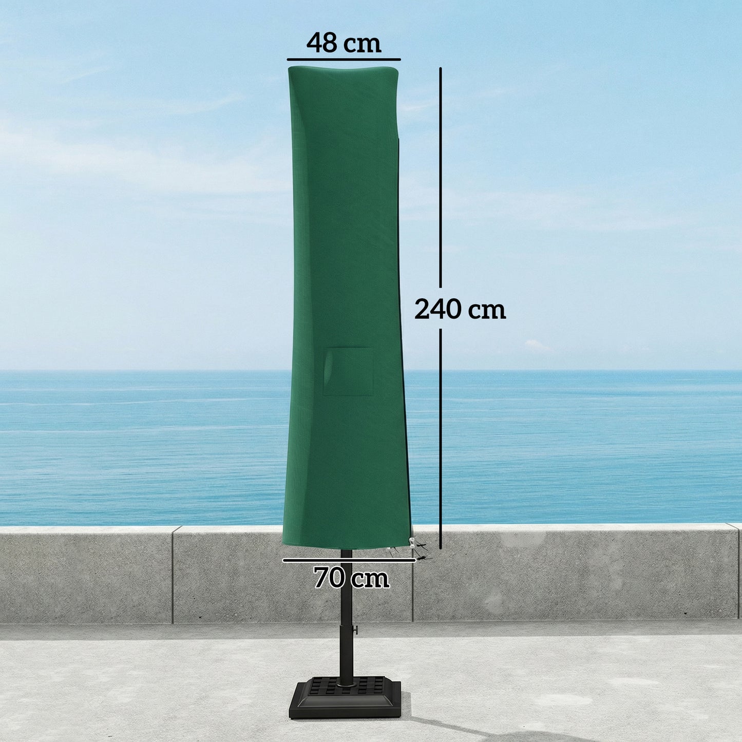 Garden Parasol Cover, Waterproof Cantilever Banana Umbrella Protector, 240 x 48/70 cm for 3 m Cantilever Parasol