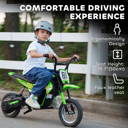 Kids Electric Motorbike, 24V Ride On Motorcycle with 3 Speeds and Rear Suspension, Dirt Bike for 8-12 Years Old, Green