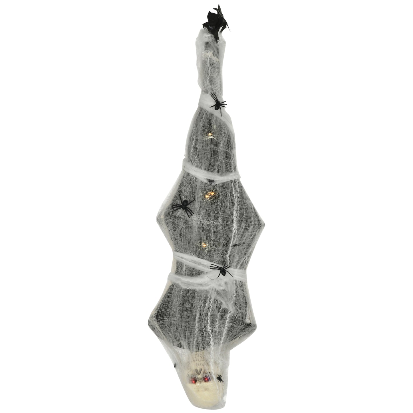 4.7ft Life Size Outdoor Halloween Decoration Hanging Mummy with Spider Web, Animated Prop Decor