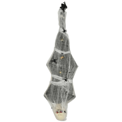 4.7ft Life Size Outdoor Halloween Decoration Hanging Mummy with Spider Web, Animated Prop Decor