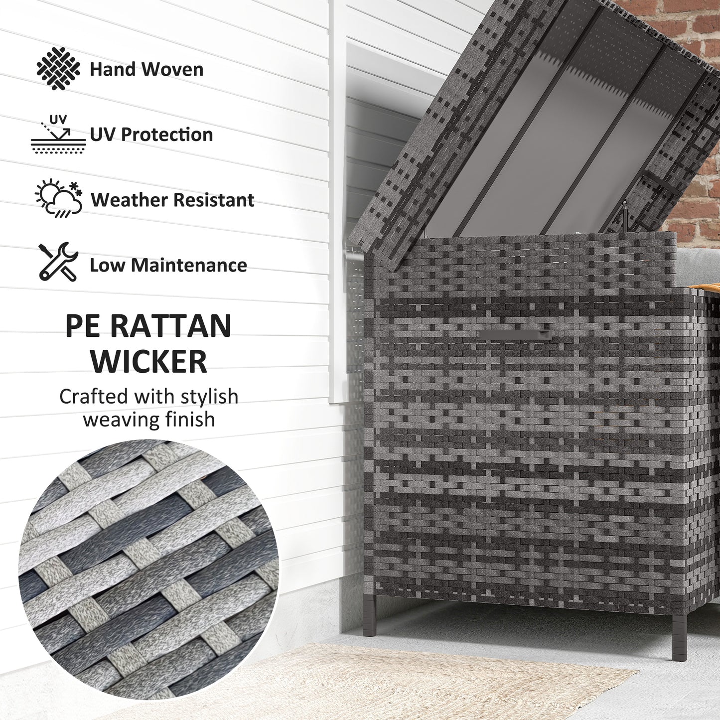 627 L Rattan Storage Box - Dark Grey