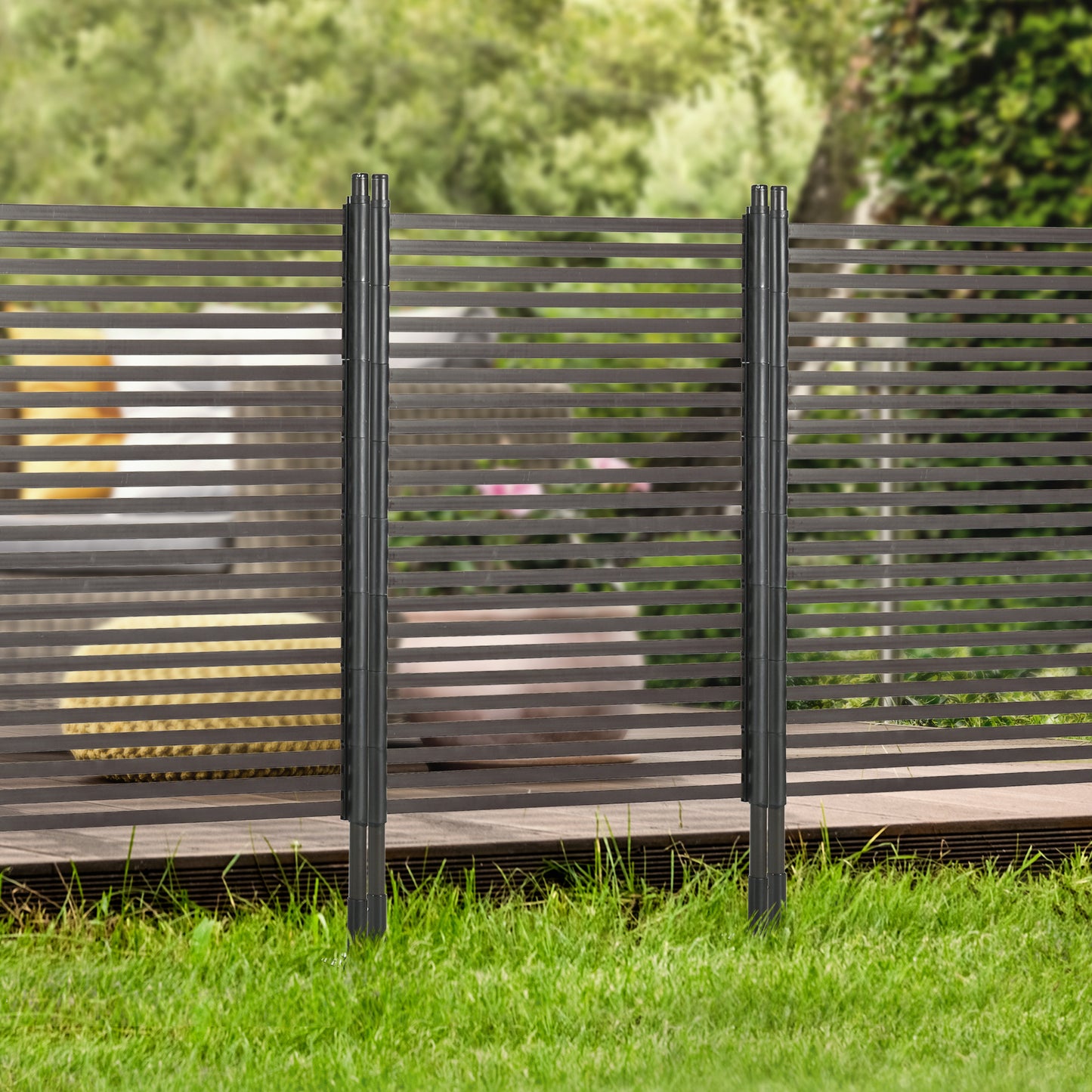 Garden Fence with 2 Standing Ways for Hard & Soft Ground, Decorative Outdoor Divider, Animal Barrier Fence, Brown