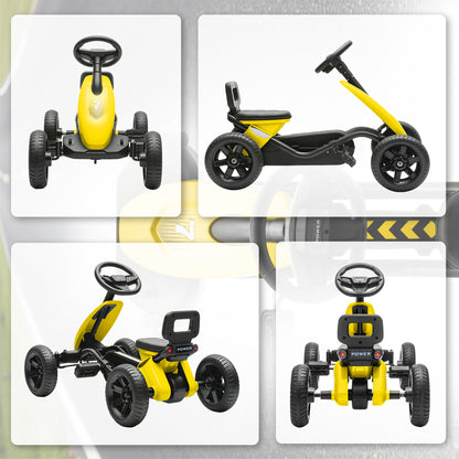Pedal Go Kart for Kids 2-5 Years, with Silent EVA Wheels, Metal Frame, Yellow