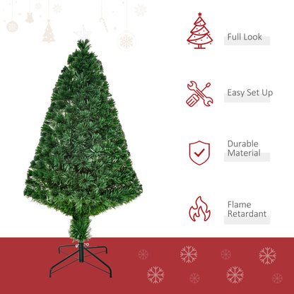 4FT Pre-Lit Fibre Optic Artificial Christmas Tree Holiday Xmas Décor with Tree Topper Multi-Colour