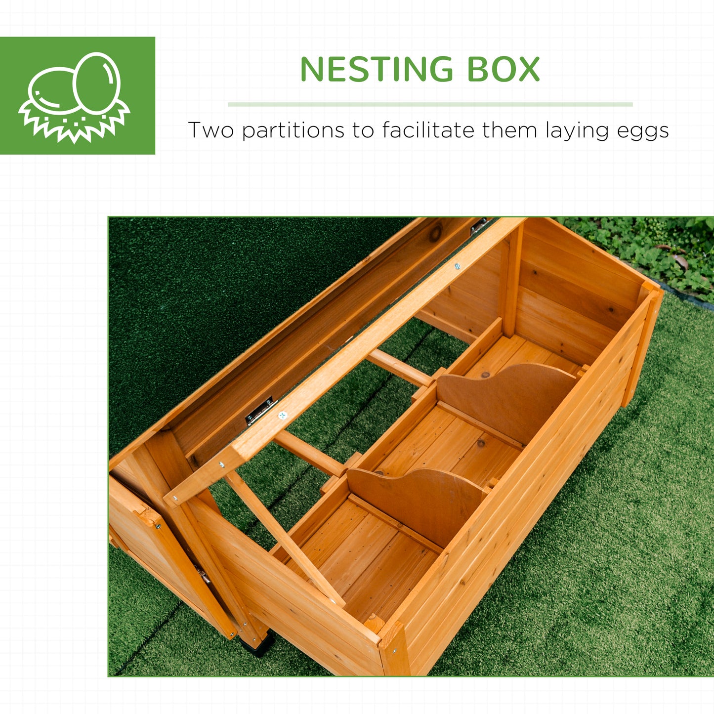 Wooden Chicken Coop with Nesting Boxes, Tray, for 2-4 Chickens, Yellow