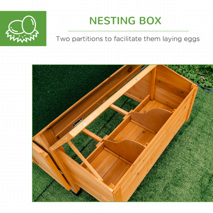 Wooden Chicken Coop with Nesting Boxes, Tray, for 2-4 Chickens, Yellow