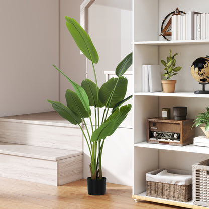 160cm Tall Artificial Bird of Paradise Plant, Faux Banana Leaf Tree with PEVA Leaves and Flocking