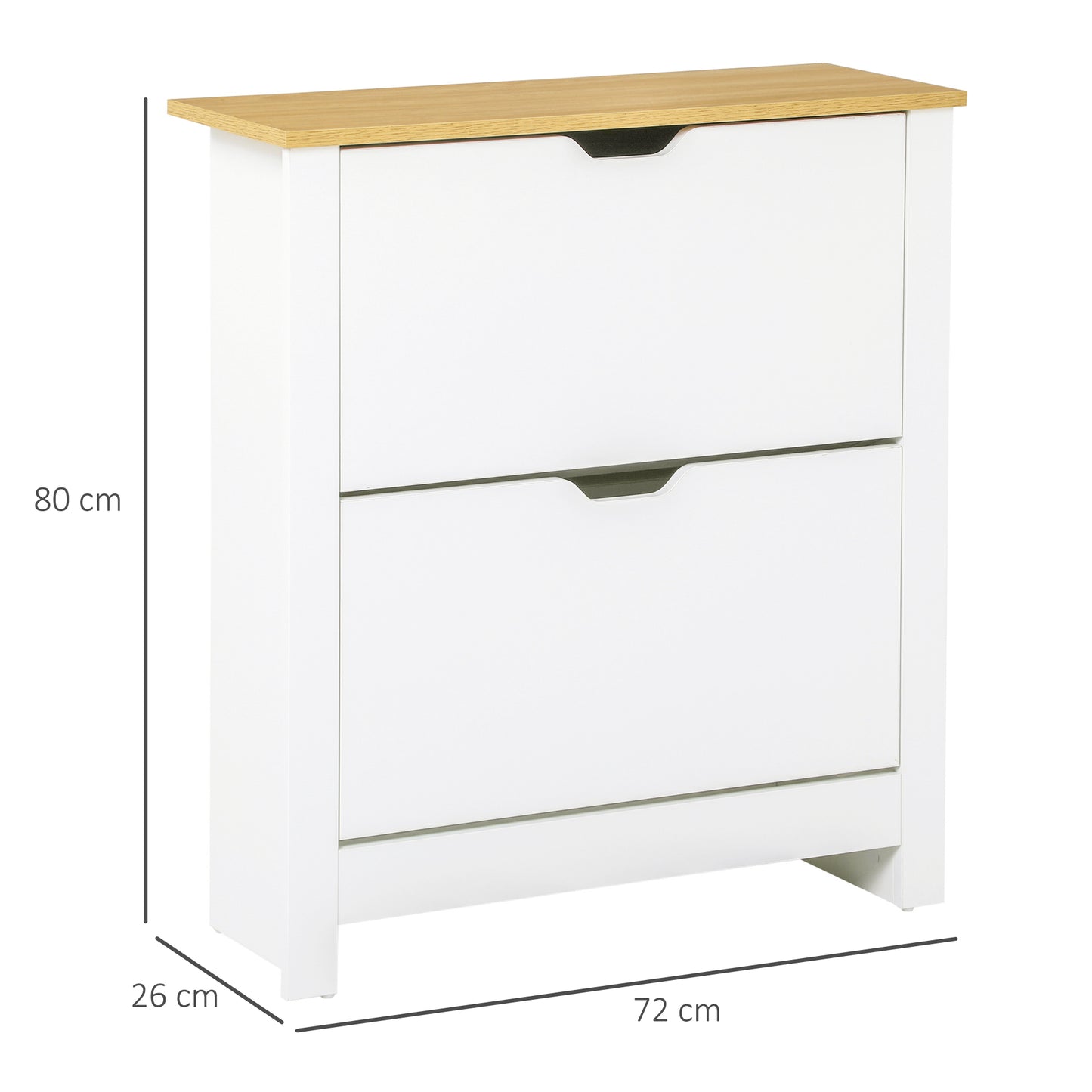 Narrow Shoe Cabinet, Space Saving Shoe Storage Cabinet with 2 Flip Drawers and Adjustable Shelves for 6-12 Pairs of Shoes for