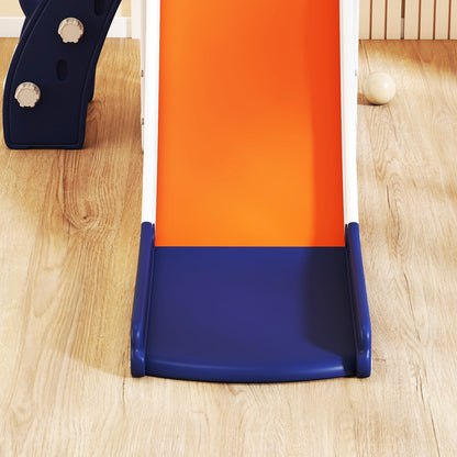 5 in 1 Kids Slide Set with Basketball Hoop, Climbing Frame, Telescope, Storage Box for Toddlers Ages 1-3, Orange