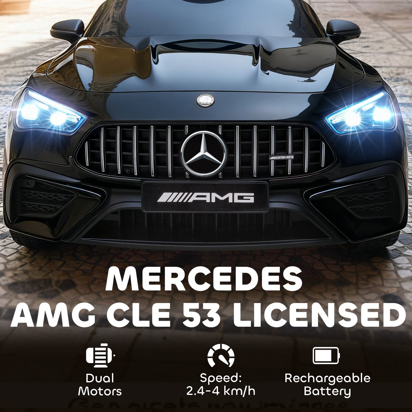 Licensed Mercedes AMG Kids Electric Car, 12V Ride On Car with Dual Motors, Remote Control for 3-6 Years, Black