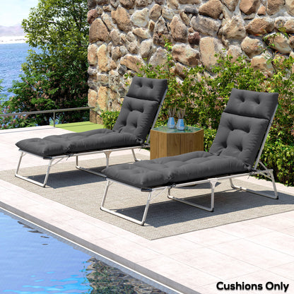 Set of Two 190 x 56cm Sun Lounger Cushions - Dark Grey