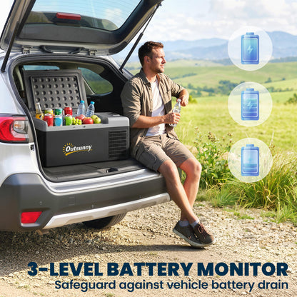 16L Portable Car Fridge, -20℃ to 10℃ Adjustable Temperature - Black/Grey