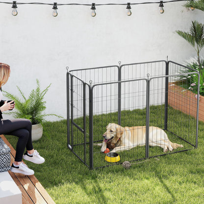 Six-Panel Dog Playpen with Door, for Large Dogs, Indoors, Outdoors, 100cm Tall, Black