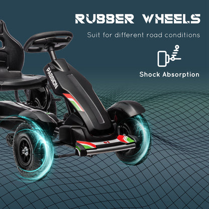 Metal Kids Pedal Go Kart with Adjustable Seat Inflatable Tyres Black