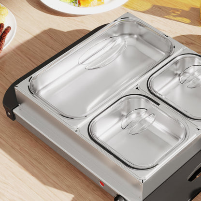 4.5L Stainless Steel Electric Buffet Server, with 3x Trays and Lids
