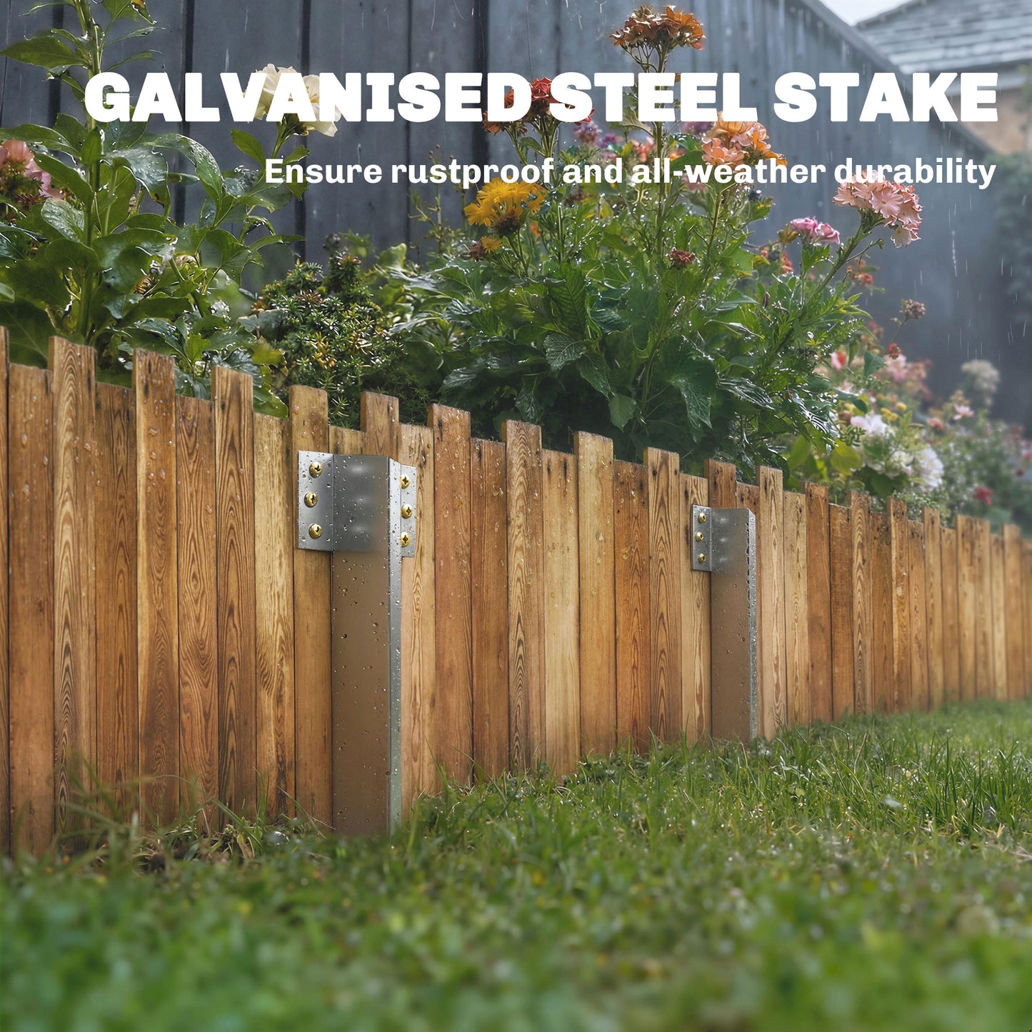 20 Pack Railway Sleeper Brackets, 41 cm Heavy Duty Galvanised Steel Sleeper Stakes with Screws and Gloves