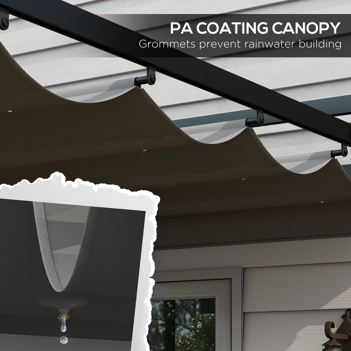 3 x 3(m) Retractable Pergola, Garden Gazebo Shelter with Aluminium Frame, for Grill, Patio, Deck, Dark Grey
