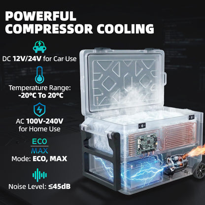 42.5L Compressor Car Fridge Freezer, Camping Refrigerator with App Control, 20℃-20℃
