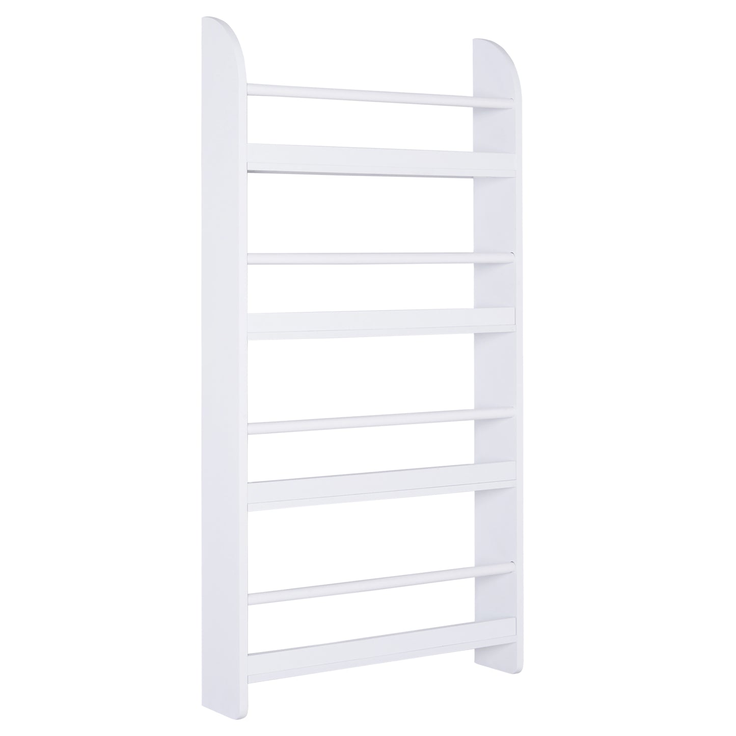 Bookcase, 4 Tier Wall Mounted Bookshelf, 15cm Depth Storage Shelving Rack for Bedroom Nursery Office Home