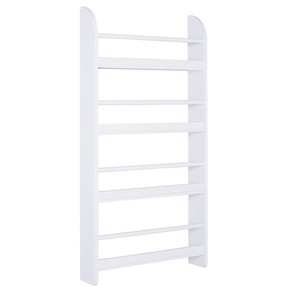 Bookcase, 4 Tier Wall Mounted Bookshelf, 15cm Depth Storage Shelving Rack for Bedroom Nursery Office Home