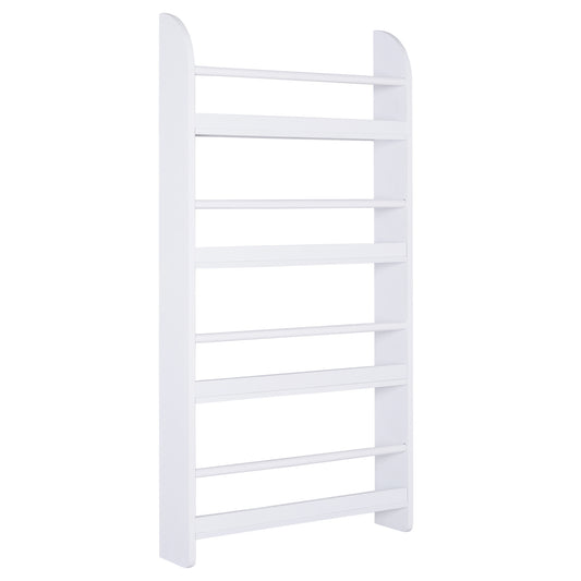 Bookcase, 4 Tier Wall Mounted Bookshelf, 15cm Depth Storage Shelving Rack for Bedroom Nursery Office Home