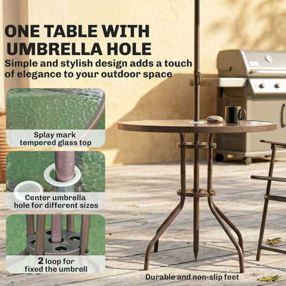 6 Piece Garden Dining Set with Umbrella, Patio Sets with Parasol, 4 Folding Dining Chairs, Dark Grey
