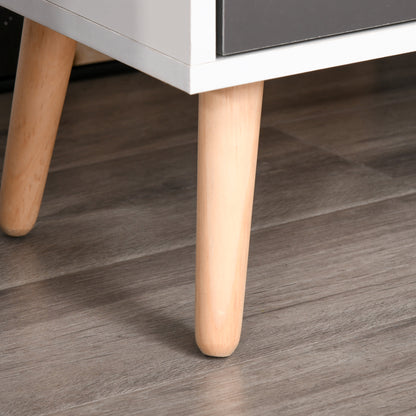 Sideboard Floor Standing Storage Cabinet with Drawer and Solid Wood Legs for Bedroom, Living Room, Home Office, Grey