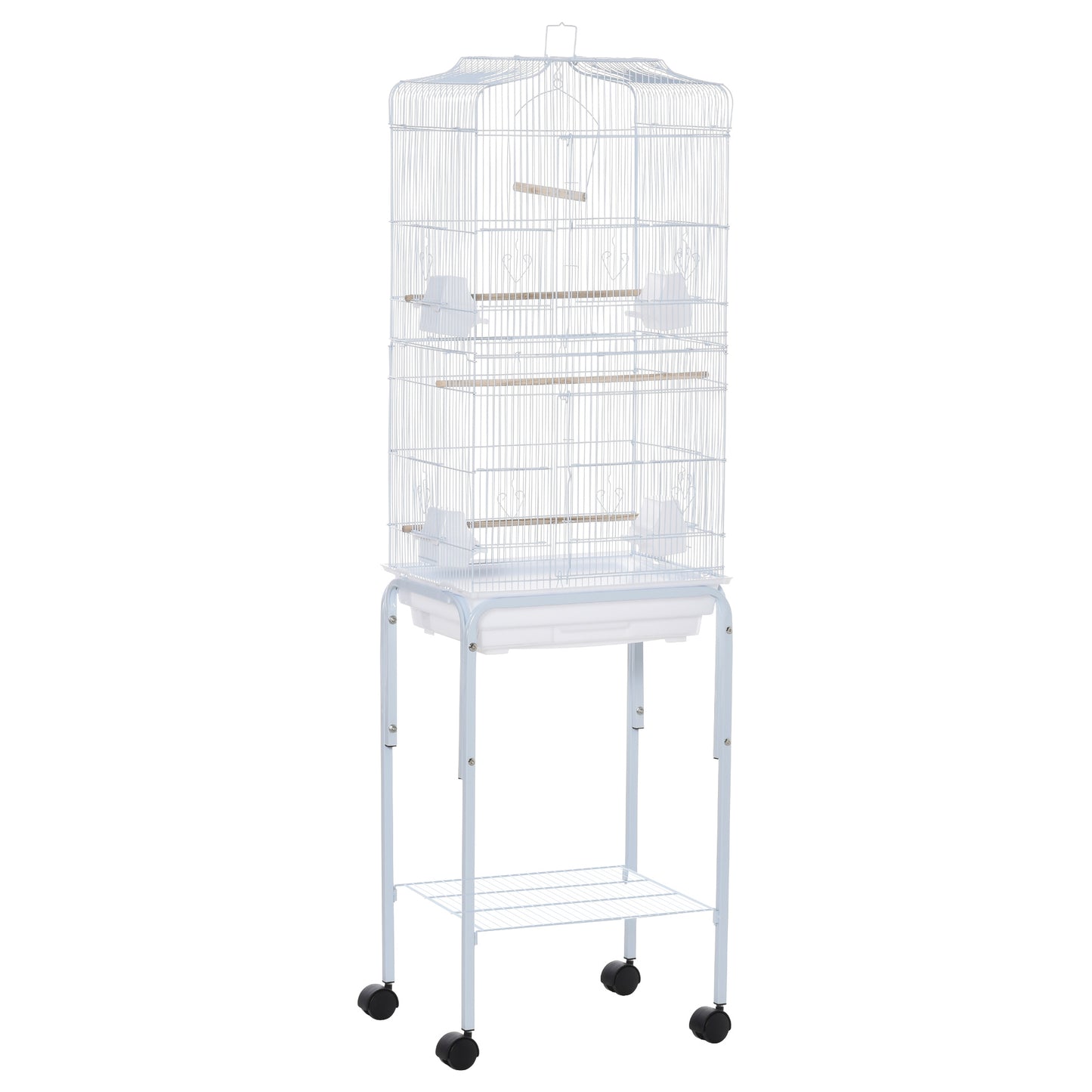 Bird Cage Budgie Cages for Finch Canary Parakeet with Stand Wheels Slide-out Tray Accessories Storage Shelf