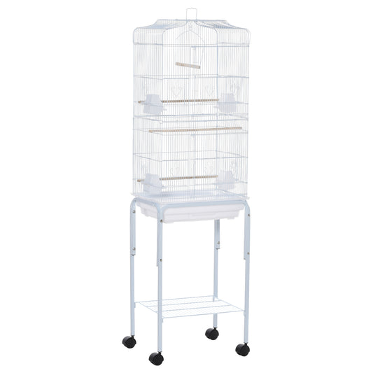 Bird Cage Budgie Cages for Finch Canary Parakeet with Stand Wheels Slide-out Tray Accessories Storage Shelf