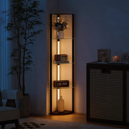 LED Floor Lamp with Shelves, Dimmable Standing Lamp with Foot Switch for Living Room, Bedroom, Black