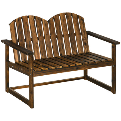 Outdoor Wooden Garden Bench, Patio Loveseat Chair with Slatted Backrest and Smooth Armrests for Two People, for Yard, Lawn