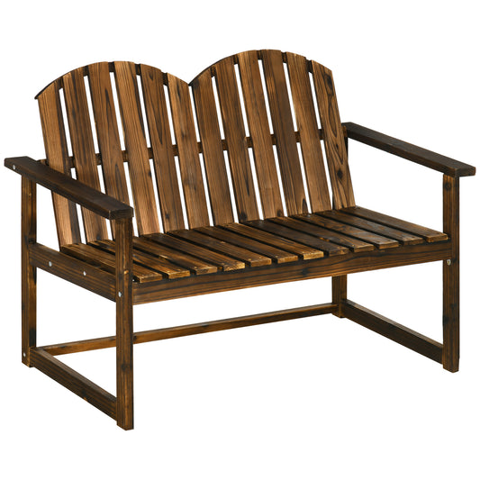 Outdoor Wooden Garden Bench, Patio Loveseat Chair with Slatted Backrest and Smooth Armrests for Two People, for Yard, Lawn