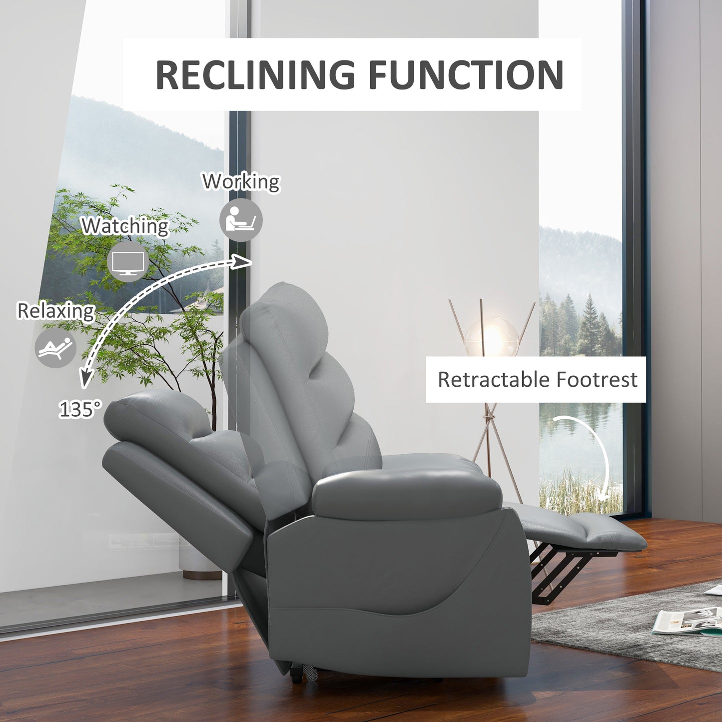 Electric Riser and Recliner for Elderly with 8 Vibration Massage, PU Leather Power Lift Recliner Chair for Living Room