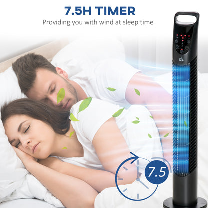 31 Inch Bladeless Oscillating Tower Fan with 70° Oscillation, Remote Control, 7.5H Timer, 3 Speed 3 Modes