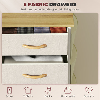 Chest of Five Fabric Drawers - Beige