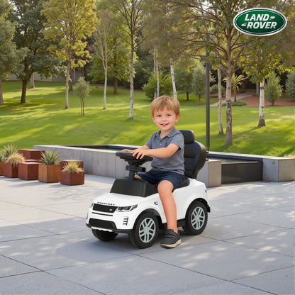 Land Rover Discovery Licensed Baby Push Car, 2-in-1 Ride on Car with Push Handle and Safety Guardrail, White