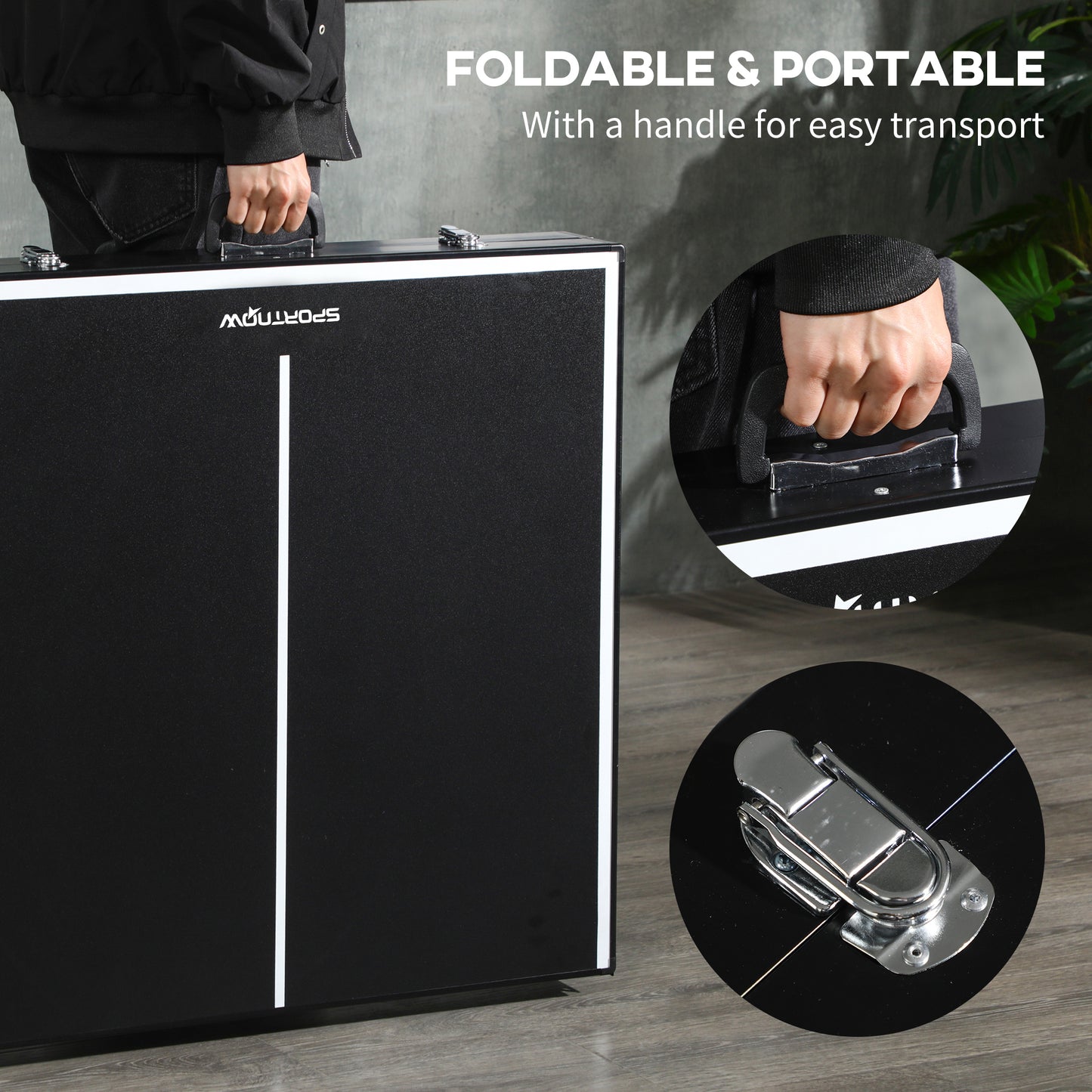 5ft Mini Table Tennis Table, Folding Ping Pong Table with Net and Aluminium Frame
