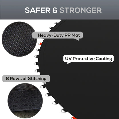 Trampoline Replacement Mat with Spring Pull Tool, 54 V-Hooks, for 10ft Trampoline using 14cm Springs, Black