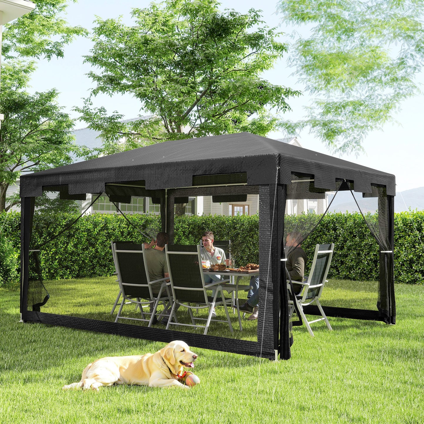 4 x 3 m Party Tent Wedding Gazebo Outdoor Waterproof PE Canopy Shade with Panel