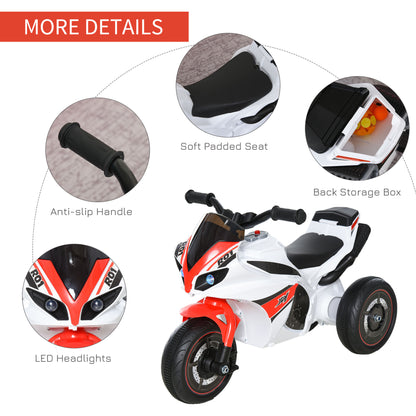 Kids Ride-On Police Bike 3-Wheel Vehicle w/ Music Lights Seat Handlebars Toddler NO POWER Child Learning Fun Development 18-3