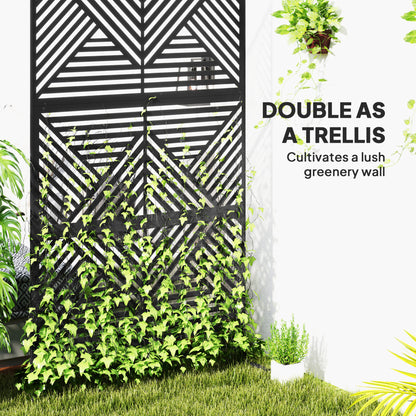 Decorative Garden Privacy Screen with Stand, 6.5FT Freestanding Metal Outdoor Divider