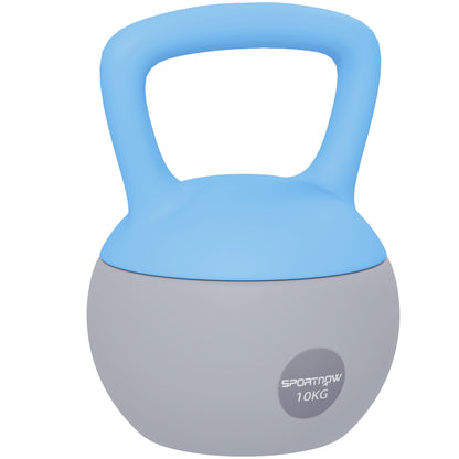 10KG Soft Kettlebell, Kettlebell with Non-Slip Handle for Home Gym, Weight Lifting, Strength Training, Light Blue/Grey