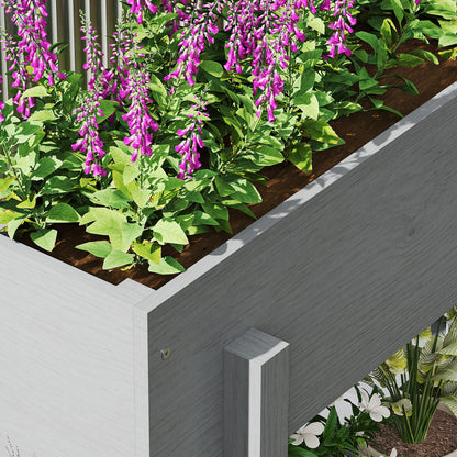 Wooden Two-Tier Raised Planter, Two Drainage Holes, 35L - Grey