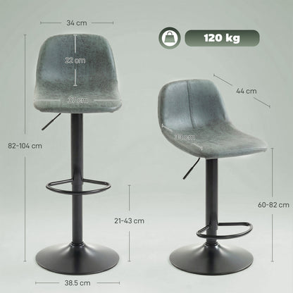 Bar Stools Set of 2, Modern Swivel Barstools with Footrest for Kitchen Island and Dining Room, Green