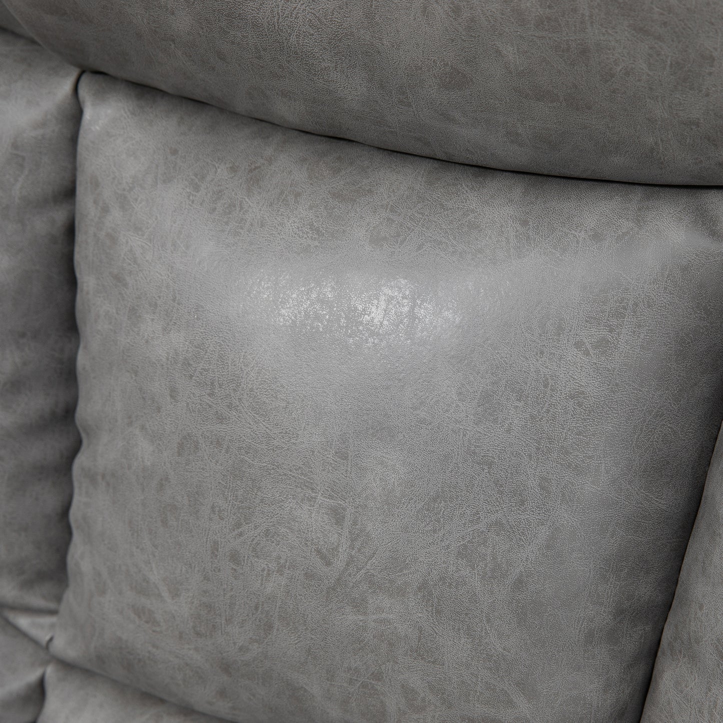 Thick Padded Faux Leather Recliner Armchair - Light Grey