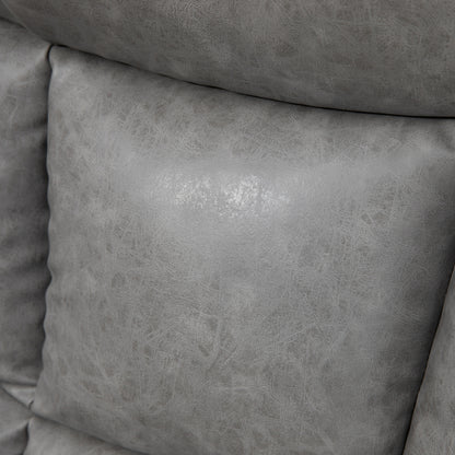 Thick Padded Faux Leather Recliner Armchair - Light Grey